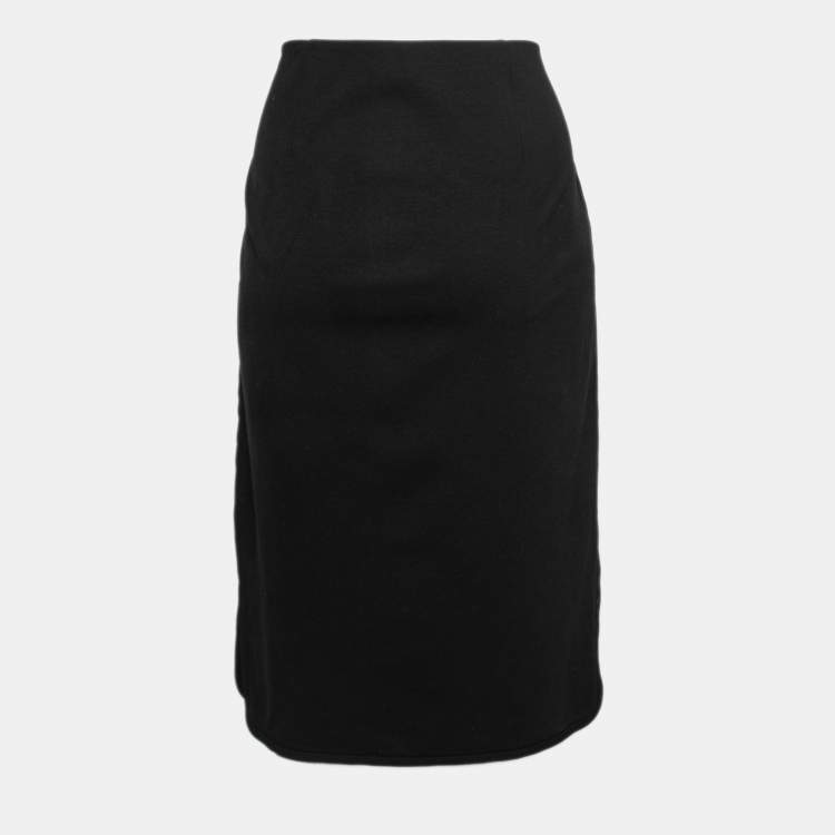 Pre Owned Diane Von Furstenberg Black Knit Side Zipped Skirt L