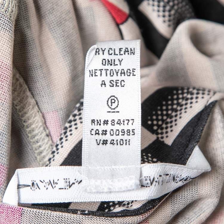 Pre Owned Diane von Furstenberg Multicolor Printed Silk Long Sleeve Dress XL