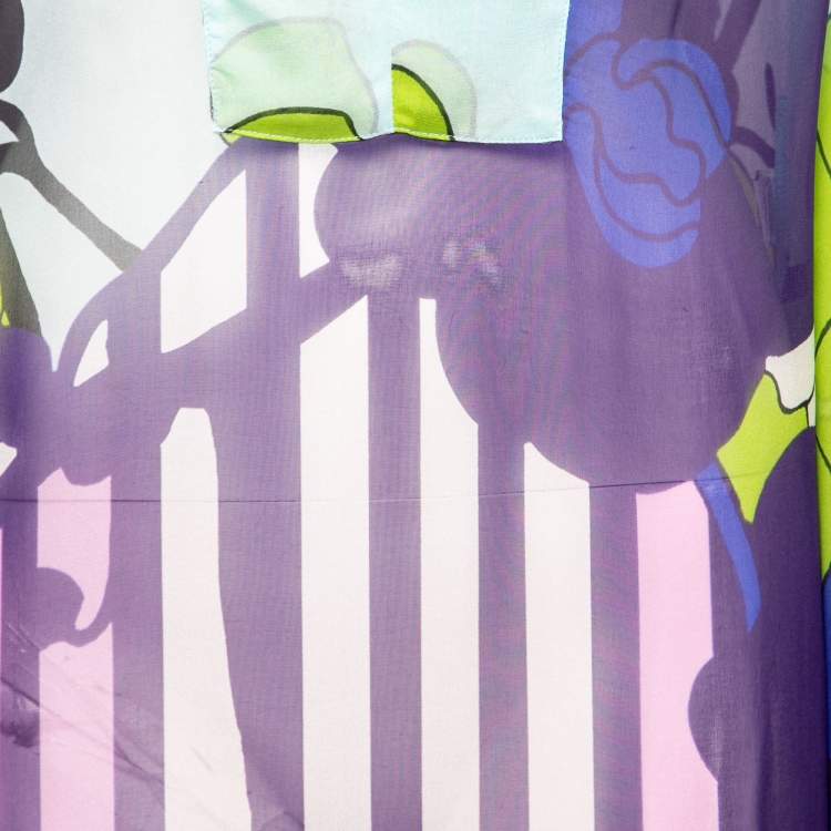 Pre Owned Diane von Furstenberg Multicolor Printed Silk Sheer Anushka Kaftan S