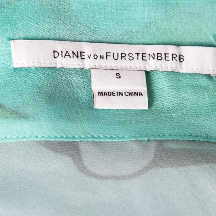 Pre Owned Diane von Furstenberg Multicolor Printed Silk Sheer Anushka Kaftan S