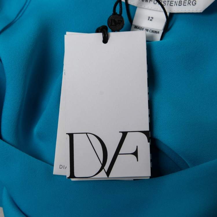 مملوكة مسبقًا Diane von Furstenberg Blue Silk Maggy Top M