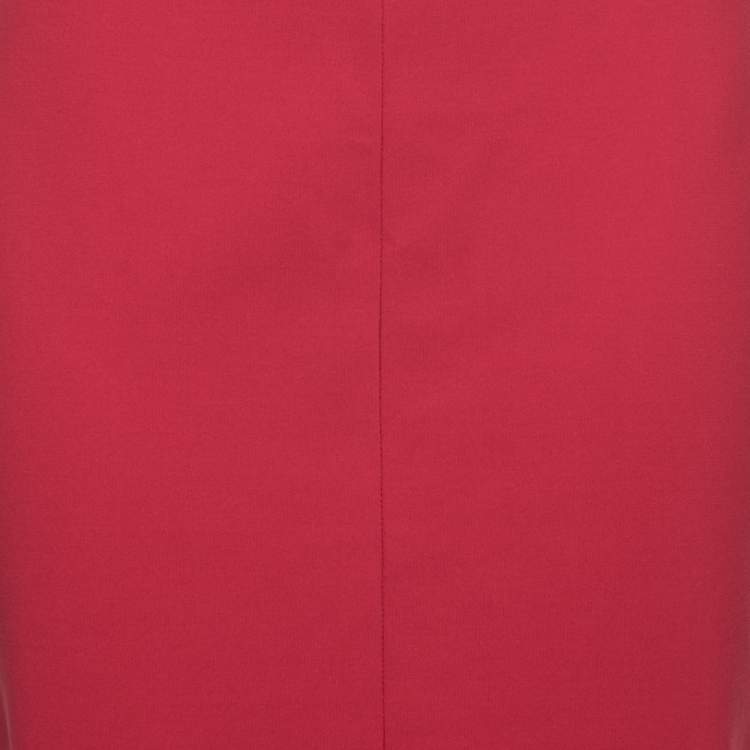 Pre Owned Diane Von Furstenberg Red Stretch-Knit Pencil Skirt L  