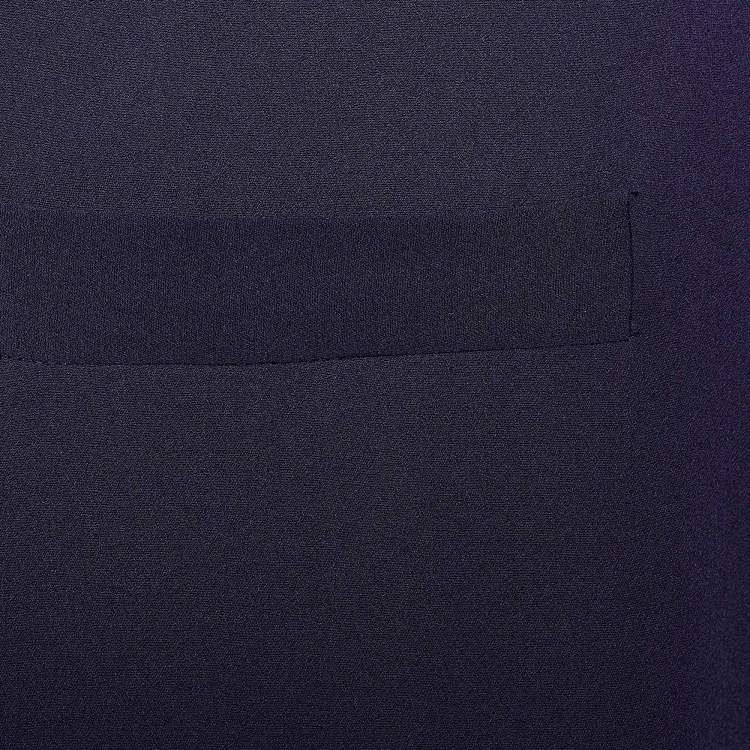 Pre Owned Diane Von Furstenberg Navy Blue Silk Contrast Detail Hatsu Mini Dress S