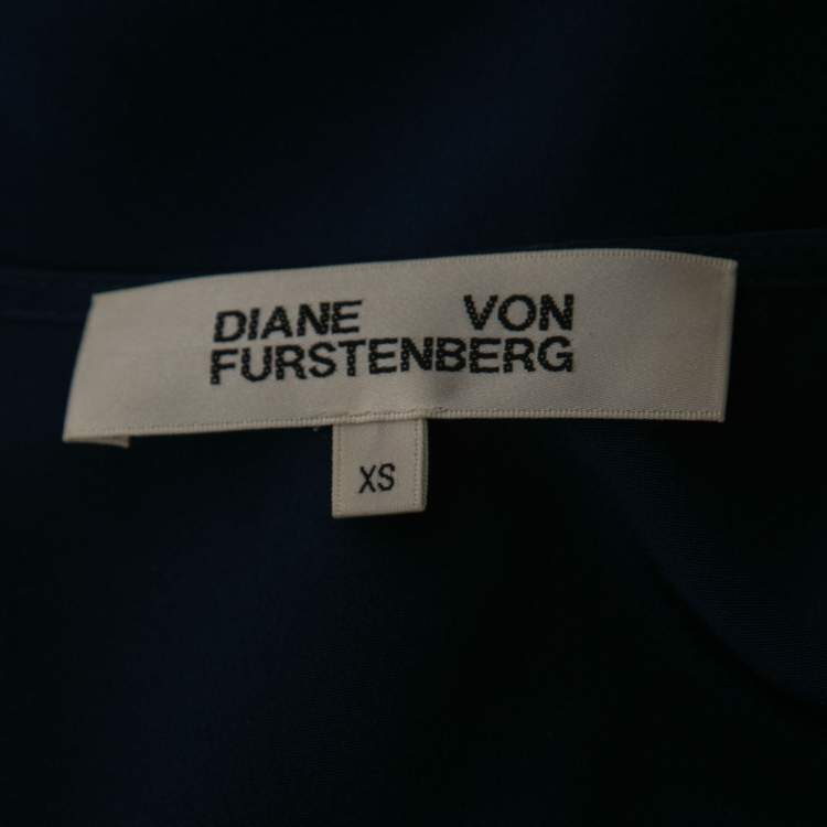 Pre Owned Diane von Furstenberg Blue Silk Sleeveless Top XS