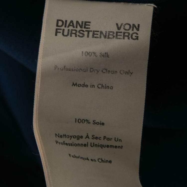 Pre Owned Diane von Furstenberg Blue Silk Sleeveless Top XS