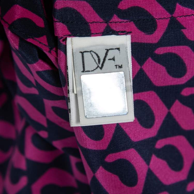 Pre Owned Diane Von Furstenberg Pink Lorelei Print Silk Shirt L