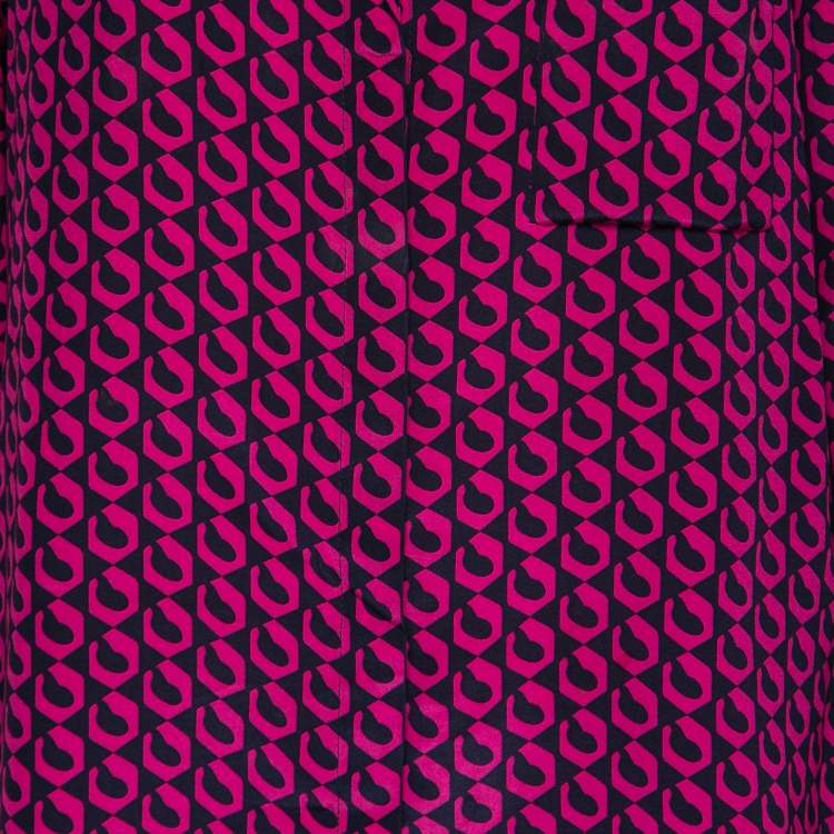 Pre Owned Diane Von Furstenberg Pink Lorelei Print Silk Shirt L