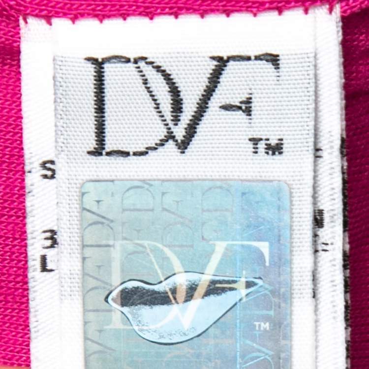 Pre Owned Diane Von Furstenberg Magenta Pink Lace Cap-Sleeve Mini Dress M