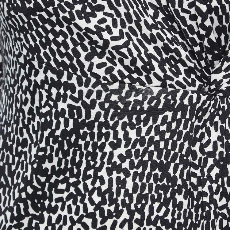 مملوكة مسبقًا Diane Von Furstenberg Black Printed Jersey Silk Twist Detail Dress S