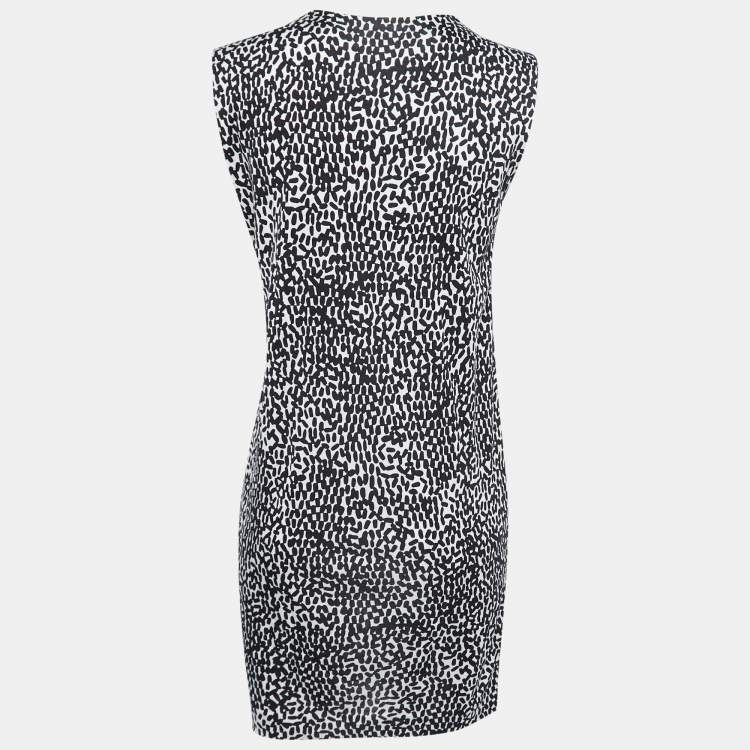 مملوكة مسبقًا Diane Von Furstenberg Black Printed Jersey Silk Twist Detail Dress S