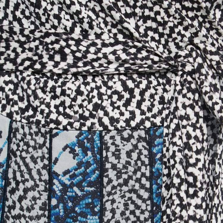 Pre Owned Diane Von Furstenberg  Multicolor Printed Silk Wrap Dress M
