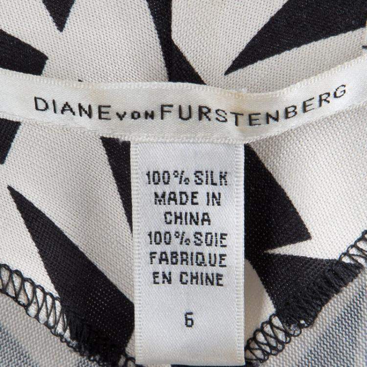 Pre Owned Diane von Furstenberg Geometric Printed Silk Jersey Penna Wrap Dress M