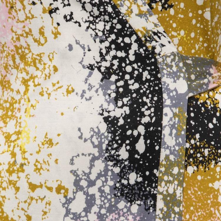 Pre Owned Diane Von Furstenberg Multicolor Printed Jersey Silk Maxi Wrap Dress S