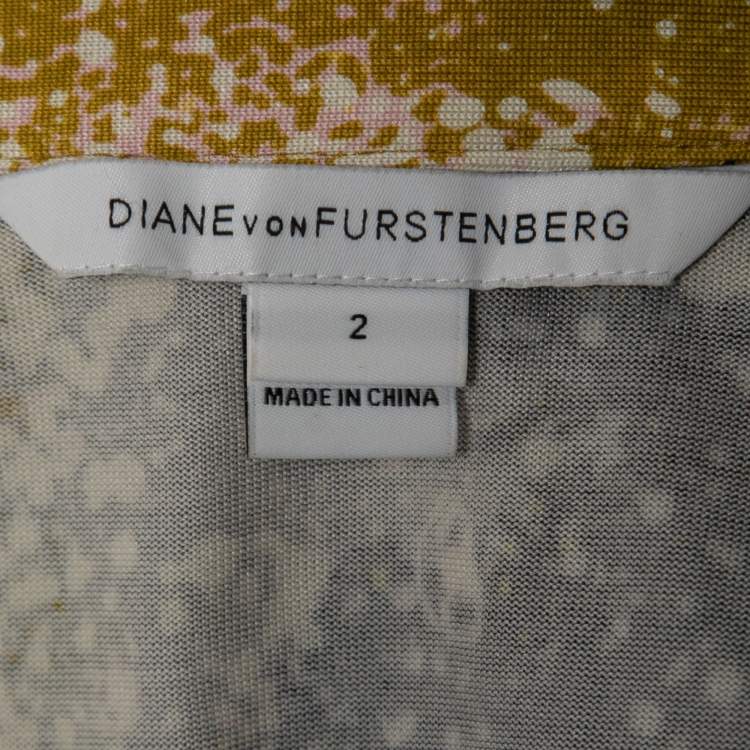 Pre Owned Diane Von Furstenberg Multicolor Printed Jersey Silk Maxi Wrap Dress S