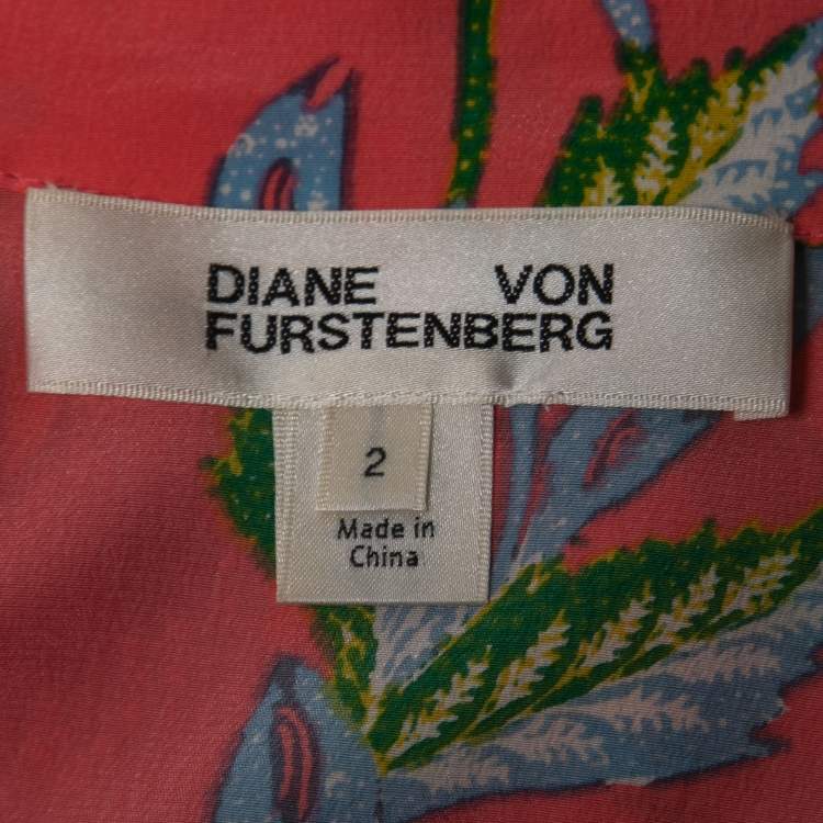 Pre Owned Diane Von Furstenberg Multicolor Floral Print Silk Contrast Maxi Dress S