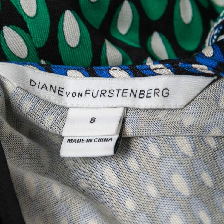Pre Owned Diane von Furstenberg Multicolor Printed Silk Knit Evita Dress M