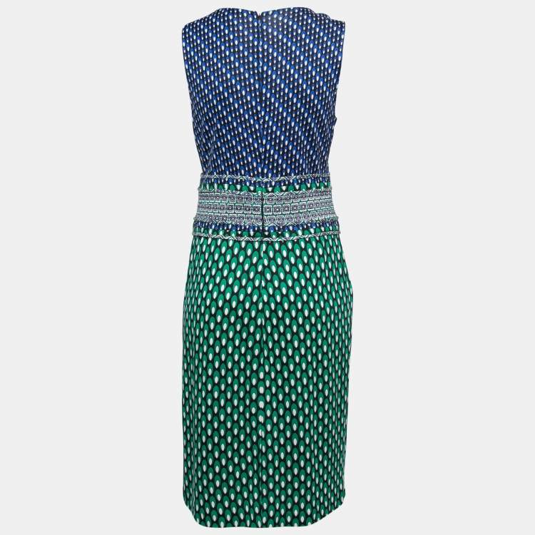 Pre Owned Diane von Furstenberg Multicolor Printed Silk Knit Evita Dress M