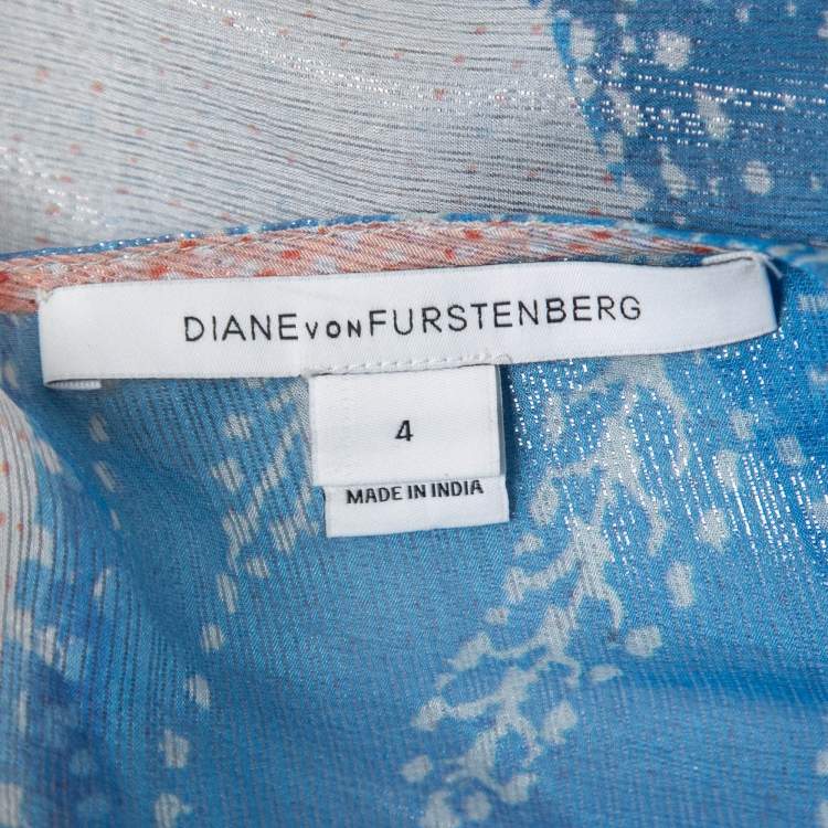 مملوكة مسبقًا Diane Von Furstenberg Multicolor Printed Silk Beaded Kaftan Dress S