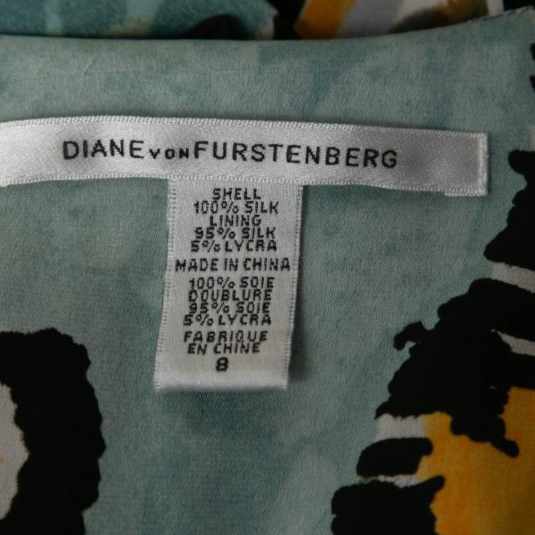 Pre Owned Diane Von Furstenberg Multicolor Printed Silk Ruffled Wrap Maxi Dress M