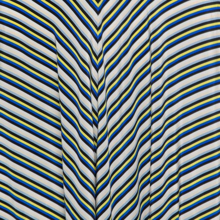 Pre Owned Diane Von Furstenberg Multicolor Striped Crepe High Waist Maxi Skirt S