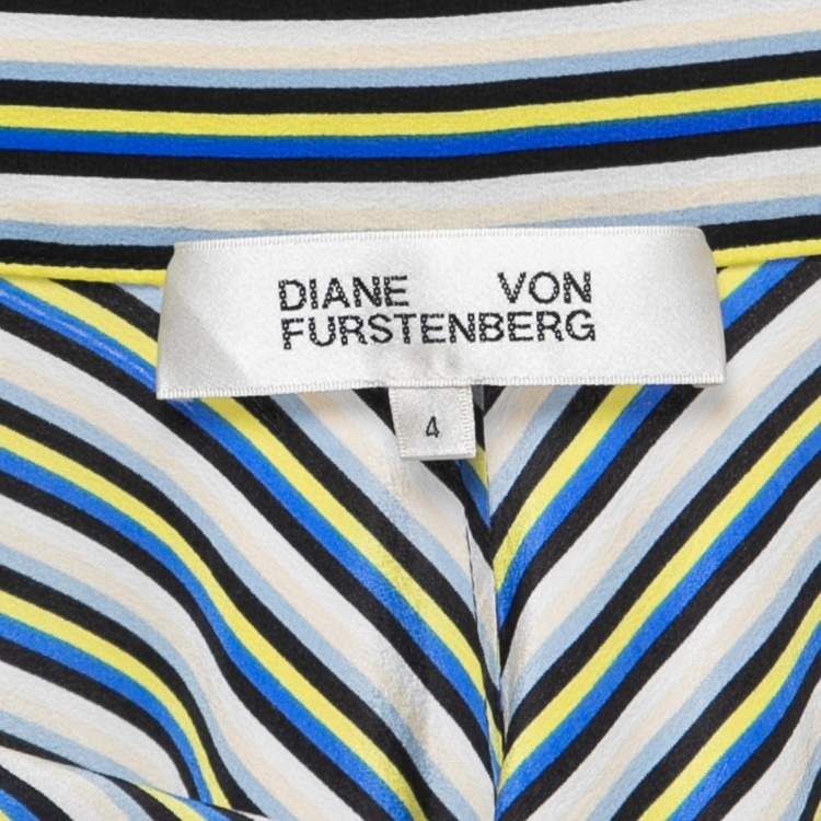 Pre Owned Diane Von Furstenberg Multicolor Striped Crepe High Waist Maxi Skirt S