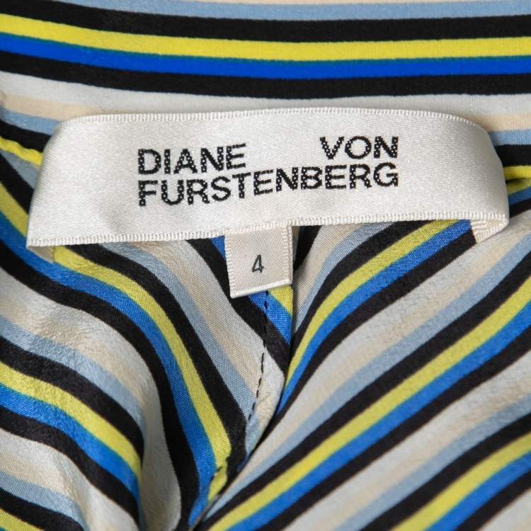 Pre Owned Diane Von Furstenberg Multicolor Striped Crepe High Waist Maxi Skirt S
