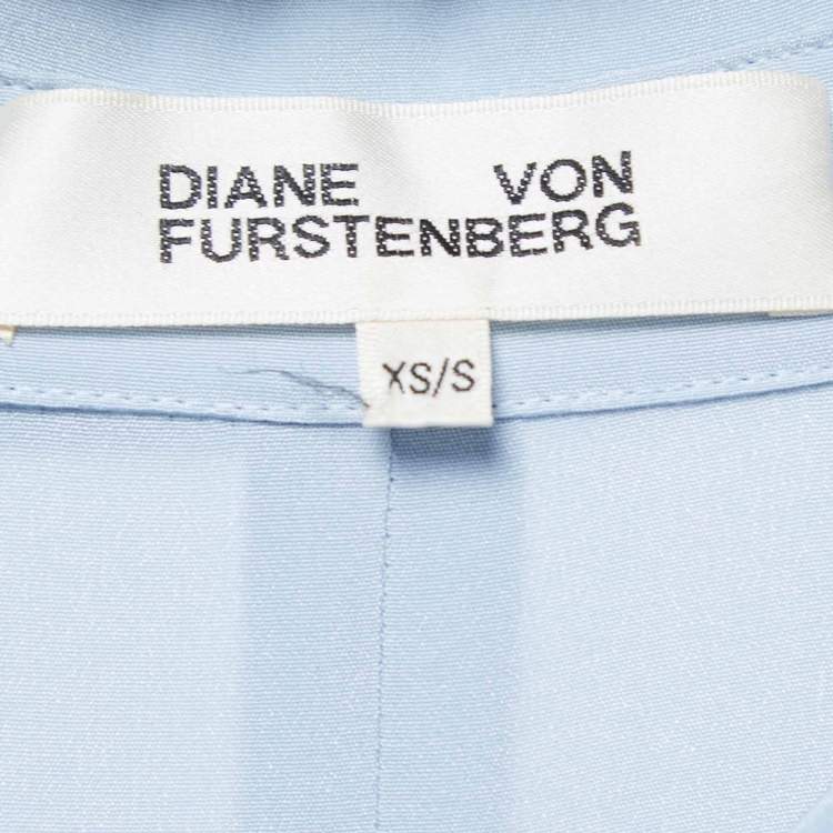 Pre Owned Diane Von Furstenberg Tricolor Short Sleeve Oversized Shirt Dress XS/S