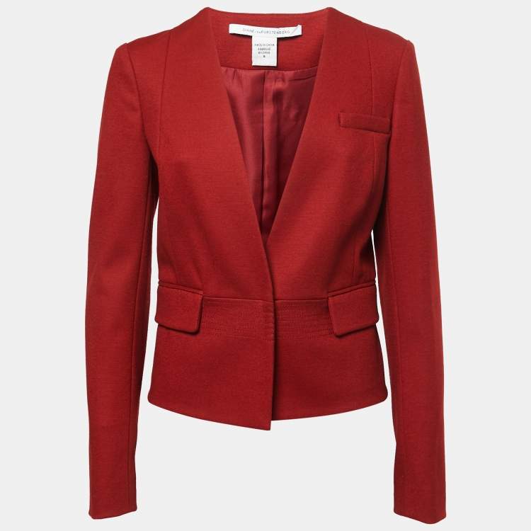 Pre Owned Diane Von Furstenberg Brown Wool Single Button Blazer M