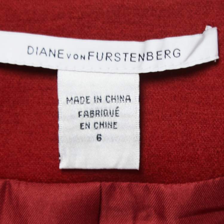 Pre Owned Diane Von Furstenberg Brown Wool Single Button Blazer M
