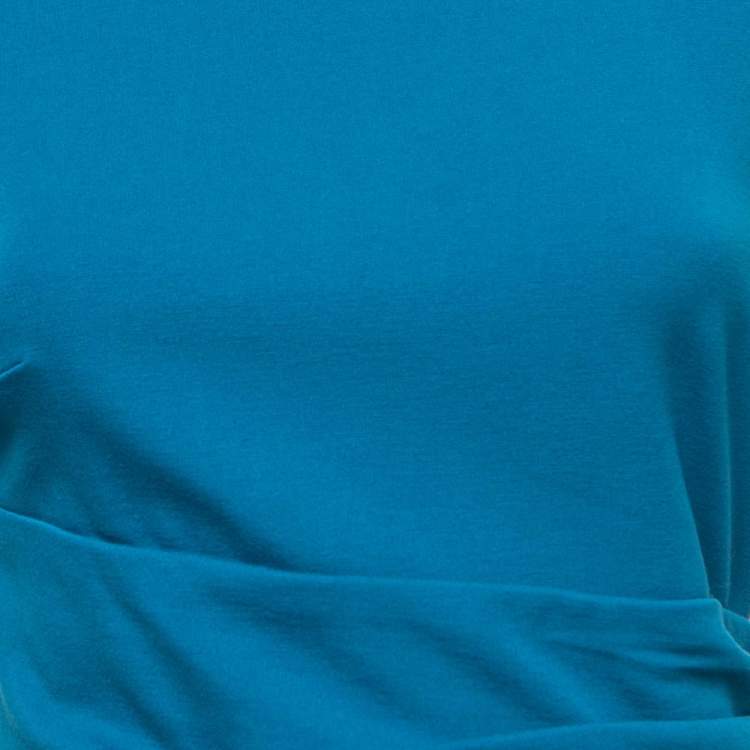Pre Owned Diane Von Furstenberg Blue Jersey Ruched Bodycon Dress S