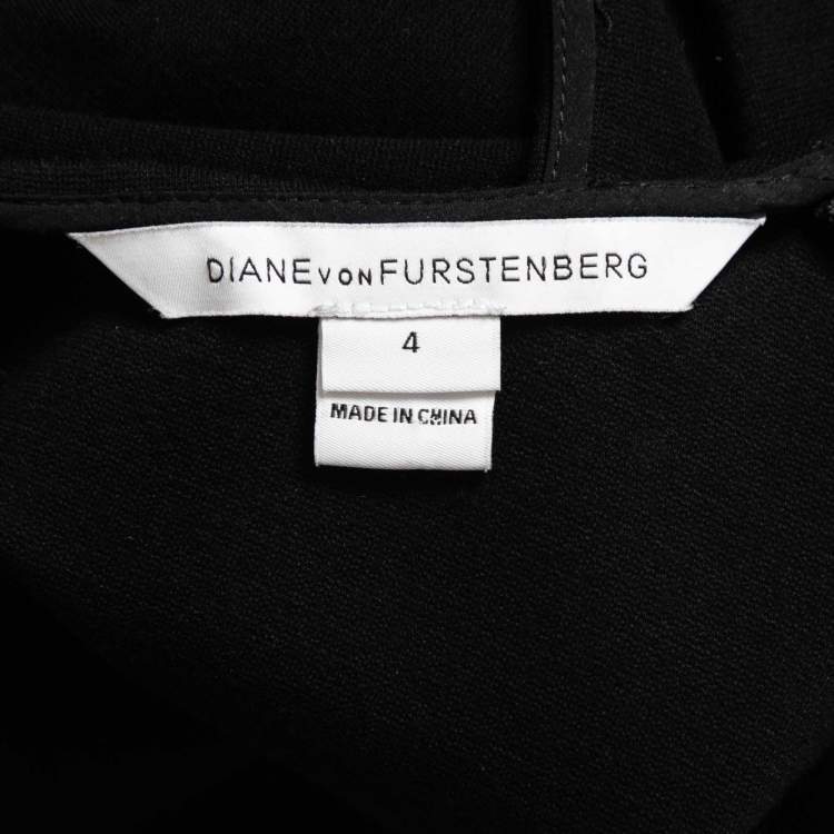 Pre Owned Diane Von Furstenberg Black Jersey Ruched Midi Dress S
