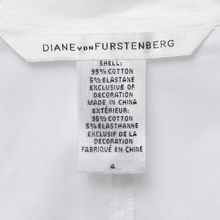 Pre Owned Diane Von Furstenberg White Cotton Ruffle Detailed Sleeveless Top S