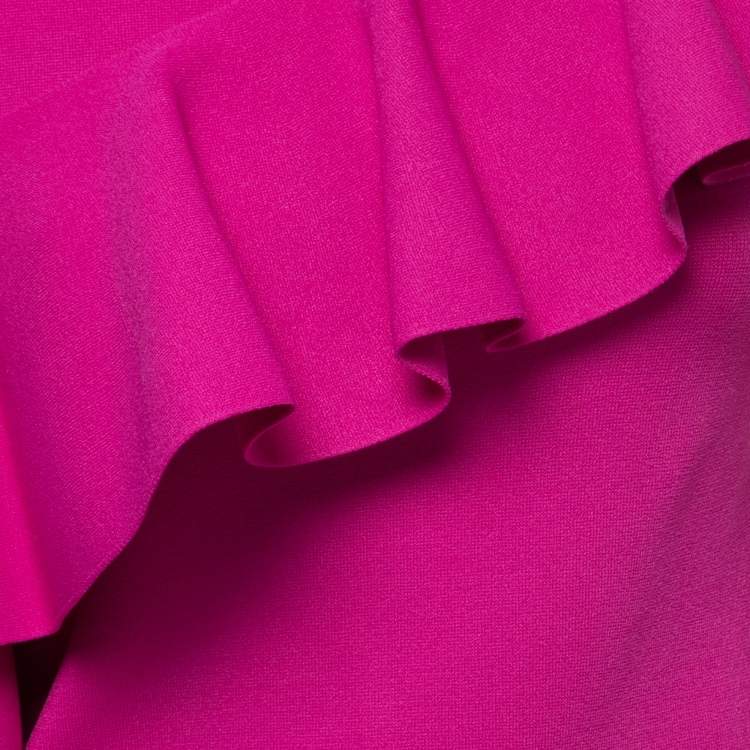 Pre Owned Diane von Furstenberg Pink Knit Ruffle Detail Sweater Top S