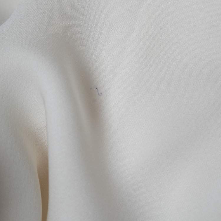 مملوكة مسبقًا Diane Von Furstenberg Cream Silk Sleeveless Ruffled Hem Top S
