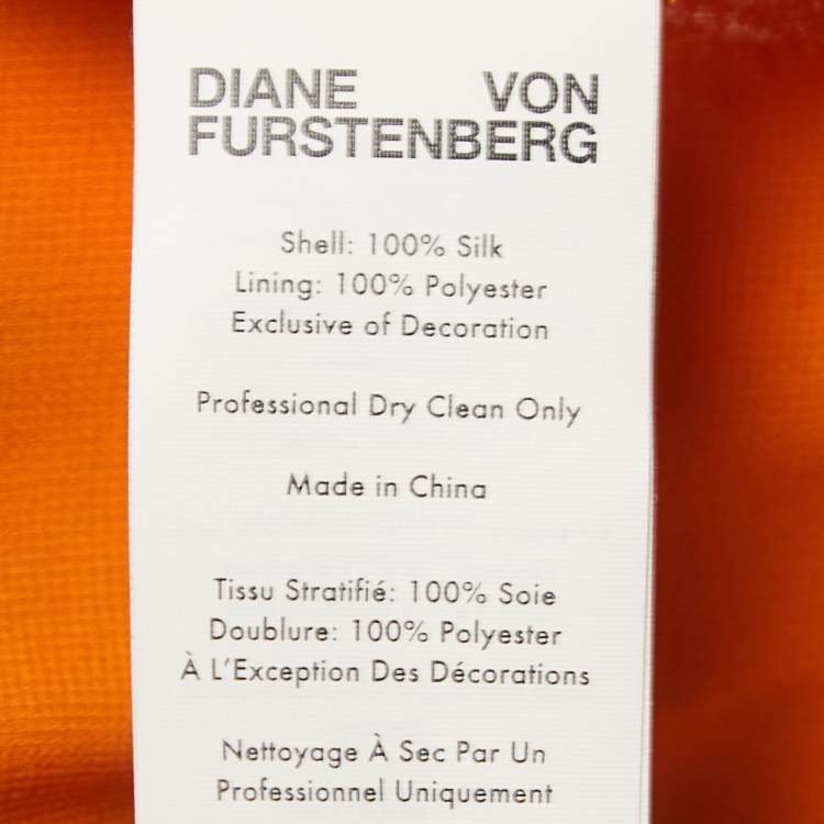 Pre Owned Diane Von Furstenberg Orange Tiger Printed Silk Chiffon Wrap Asymmetrical Long Dress S