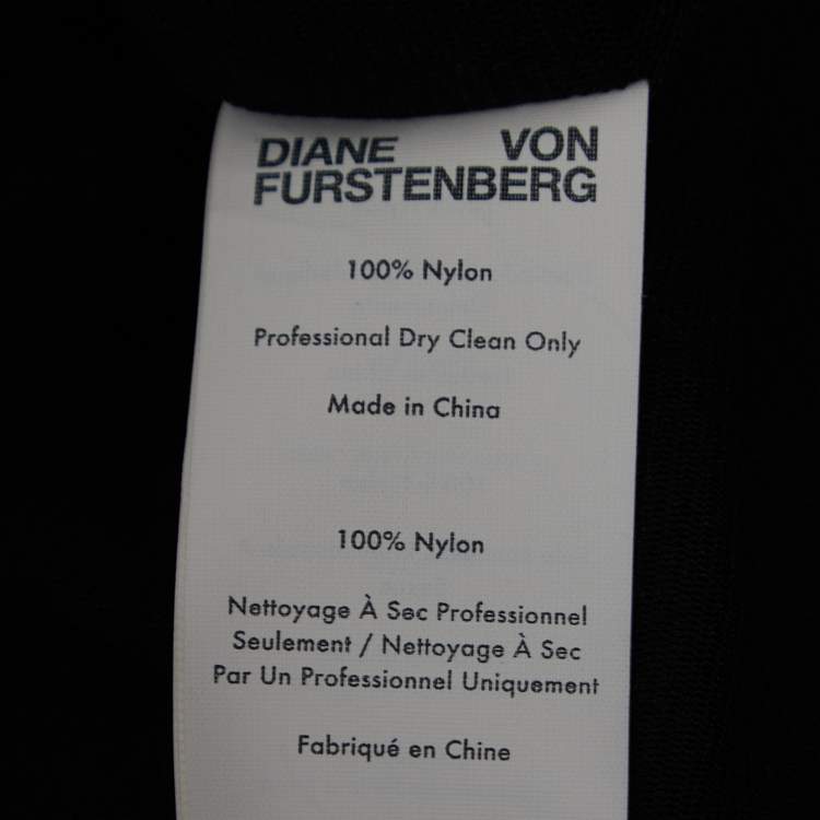 مملوكة مسبقًا Diane Von Furstenberg Black Printed Mesh Wrap Detail Mini Dress L