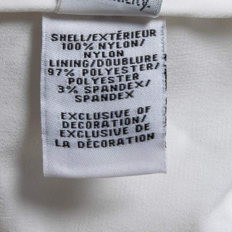Pre Owned Diane Von Furstenberg White Floral Sequin Embellished Nylon Long Sleeve Top S