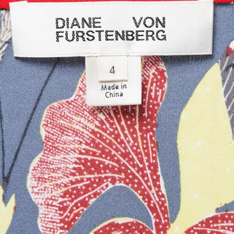 Pre Owned Diane Von Furstenberg Blue Floral Printed Silk Sleeveless Wrap on Maxi Dress S