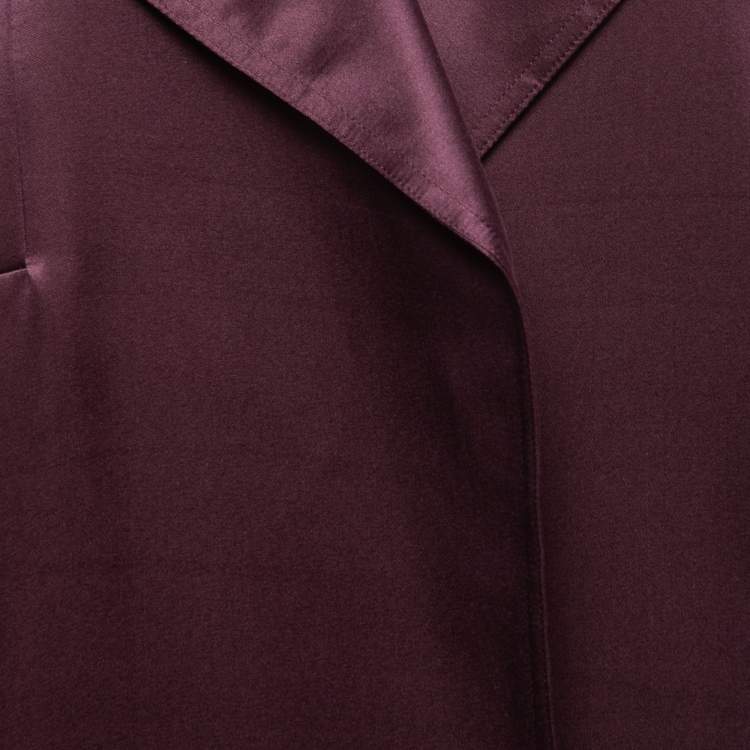 Pre Owned Diane Von Furstenberg Purple Satin Silk Open Front Blazer M