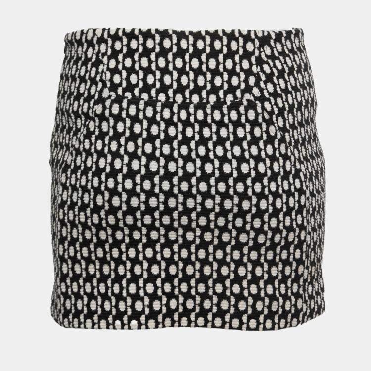 Pre Owned Diane von Furstenberg Black Wool Jacquard Kawa Mini Skirt S