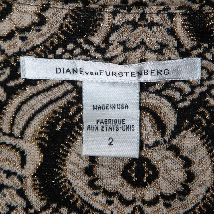 Pre Owned Diane von Furstenberg Black Lurex Wool Jacquard Kawa Mini Skirt S