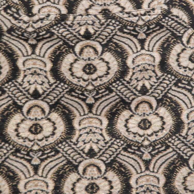 Pre Owned Diane von Furstenberg Black Lurex Wool Jacquard Kawa Mini Skirt S