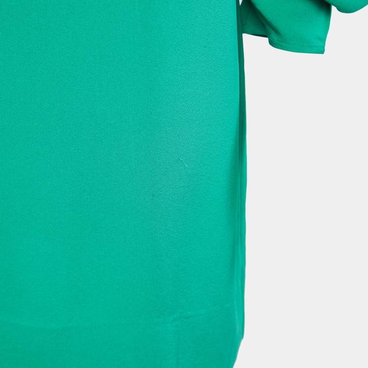 Pre Owned Diane Von Furstenberg Green Silk Long Sleeve Mini Dress S