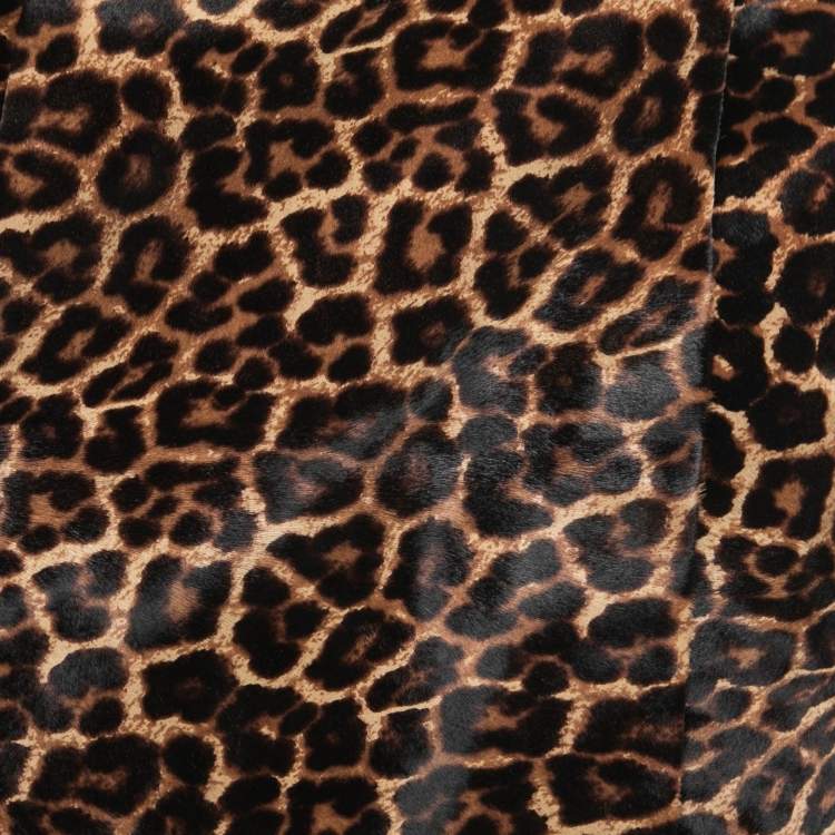Pre Owned Diane Von Furstenberg Brown Animal Printed Calf Hair Mini Skirt M