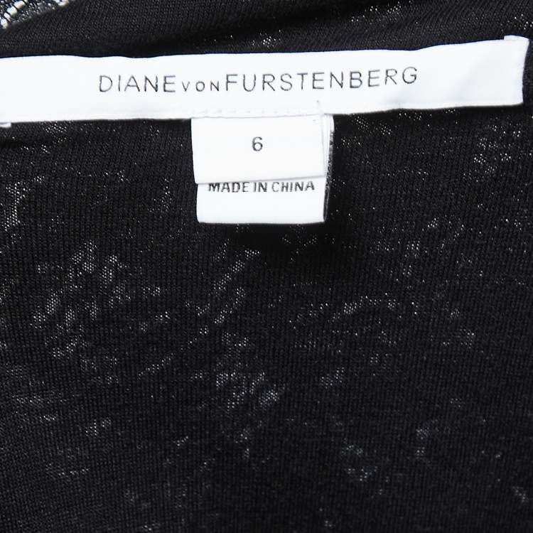 Pre Owned Diane Von Furstenberg Black Lace Zarita Dress M