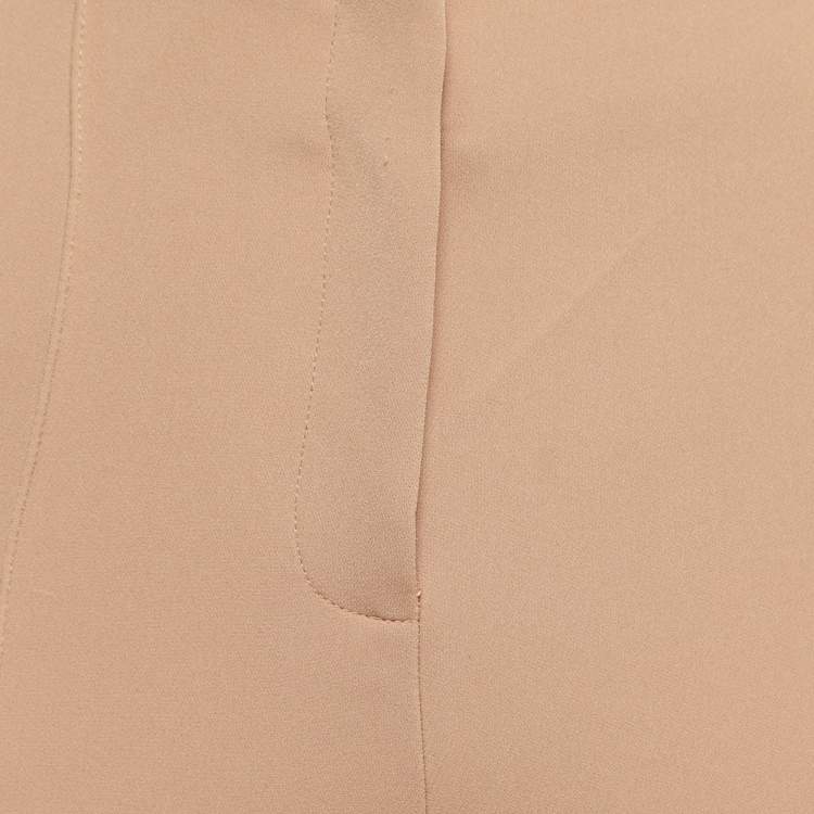 Pre Owned Diane Von Furstenberg Tan Brown Stretch Crepe High Waist Trousers S