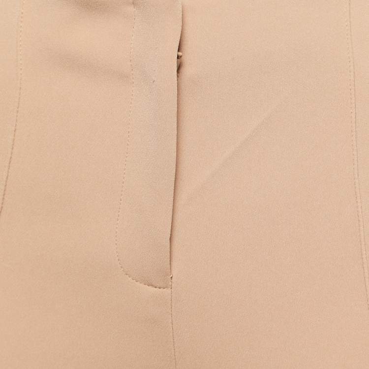 Pre Owned Diane Von Furstenberg Tan Brown Stretch Crepe High Waist Trousers S