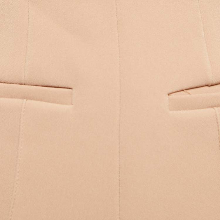 Pre Owned Diane Von Furstenberg Tan Brown Stretch Crepe High Waist Trousers S