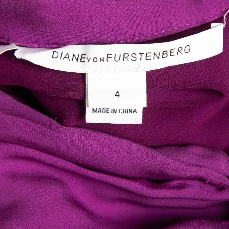 Pre Owned Diane Von Furstenberg Purple Silk Draped Midi Skirt S