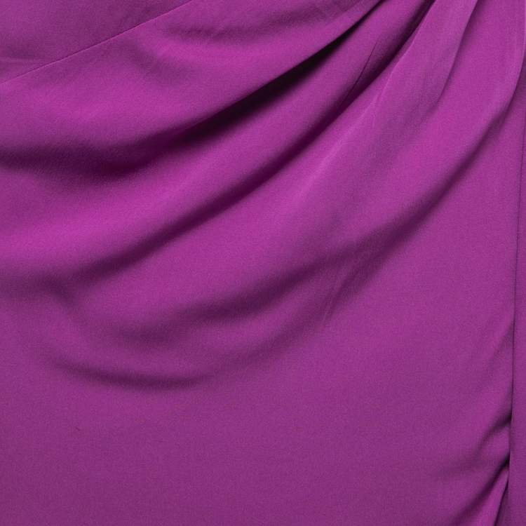 Pre Owned Diane Von Furstenberg Purple Silk Draped Midi Skirt S